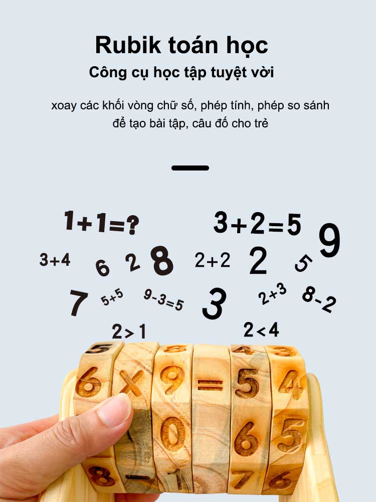 Rubik toán học bằng gỗ cho trẻ - Đồ chơi giáo dục kiến thức toán học