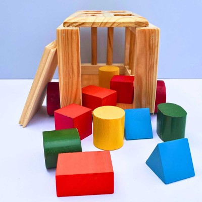 Xe Thả Hình Khối Bằng Gỗ - Đồ Chơi Gỗ Phát Triển Tư Duy Và Nhận Biết Màu Sắc