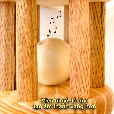Lục lạc gỗ - Đồ chơi gỗ giải trí nhận biết âm thanh